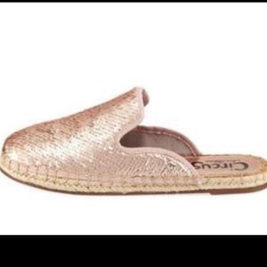 Circus Sam Edelman Leanne  rose gold/silver sequined flat mules.  6.5